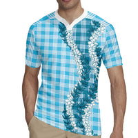 Blue Hawaii Palaka Rugby Jersey Hawaiian Honohono Lei