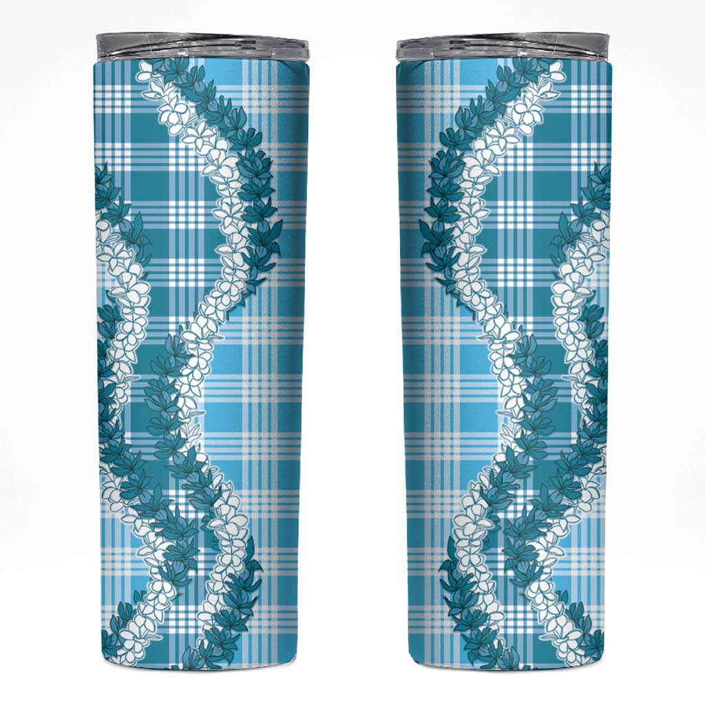 Blue Hawaii Palaka Skinny Tumbler Hawaiian Honohono Lei