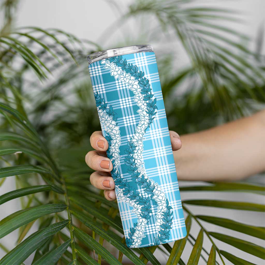 Blue Hawaii Palaka Skinny Tumbler Hawaiian Honohono Lei