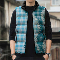 Blue Hawaii Palaka Sleeveless Puffer Jacket Hawaiian Honohono Lei