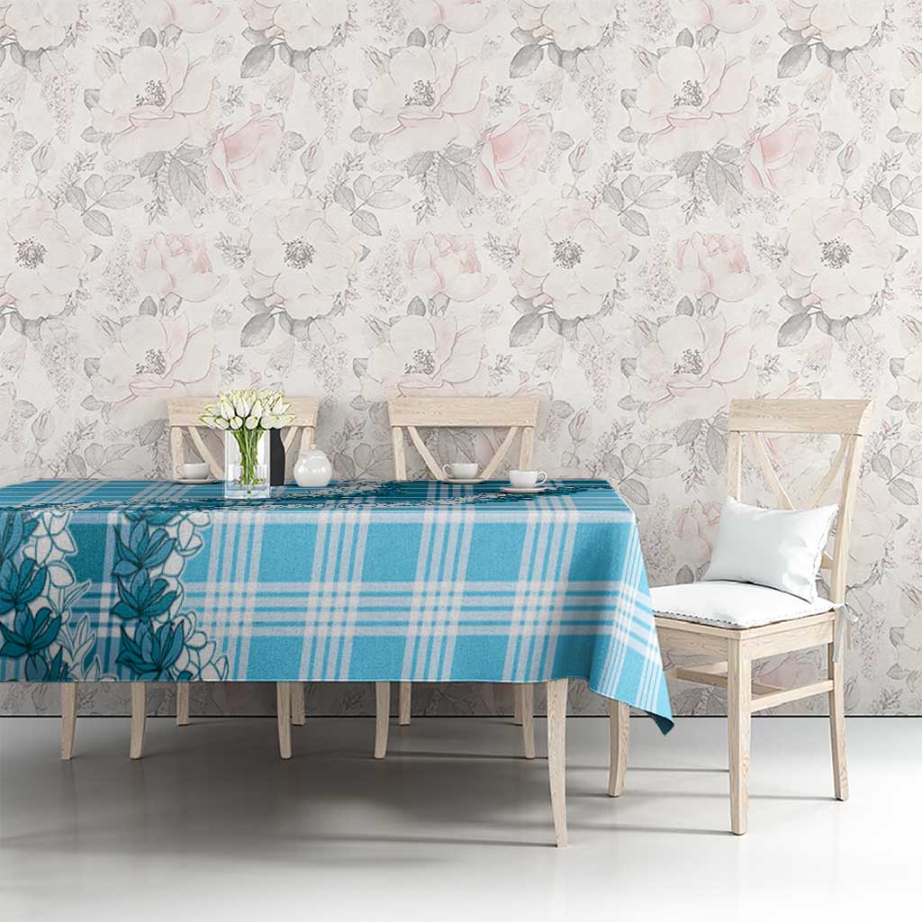 Blue Hawaii Palaka Tablecloth Hawaiian Honohono Lei