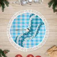 Blue Hawaii Palaka Tree Skirt Hawaiian Honohono Lei LT05 Fringed Blue - Polynesian Pride