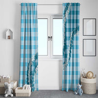Blue Hawaii Palaka Window Curtain Hawaiian Honohono Lei