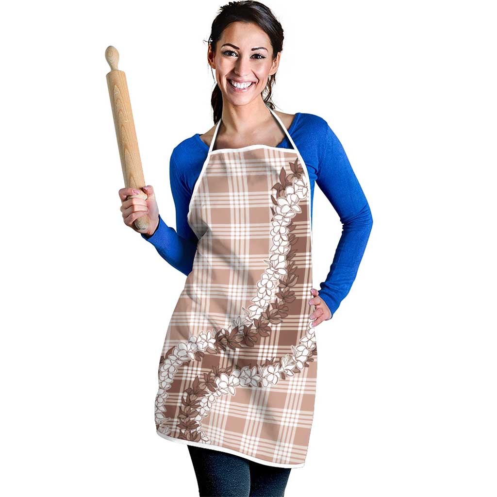 Beige Hawaii Palaka Apron Hawaiian Honohono Lei