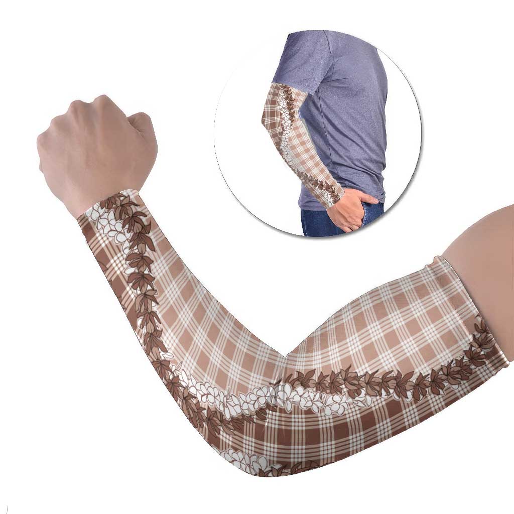 Beige Hawaii Palaka Arm Sleeves Hawaiian Honohono Lei