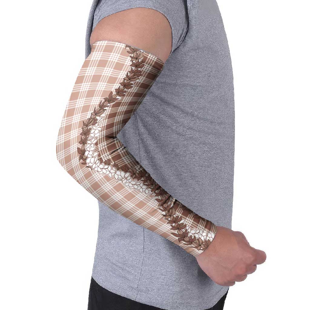 Beige Hawaii Palaka Arm Sleeves Hawaiian Honohono Lei