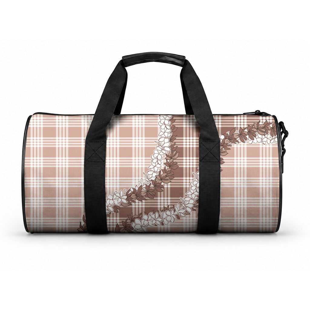 Beige Hawaii Palaka Duffle Bag Hawaiian Honohono Lei