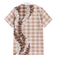 Beige Hawaii Palaka Family Matching Long Sleeve Bodycon Dress and Hawaiian Shirt Hawaiian Honohono Lei LT05 - Polynesian Pride