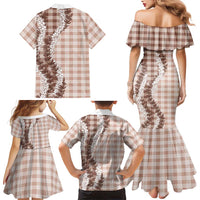 Beige Hawaii Palaka Family Matching Mermaid Dress and Hawaiian Shirt Hawaiian Honohono Lei LT05 - Polynesian Pride