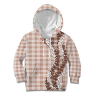 Beige Hawaii Palaka Kid Hoodie Hawaiian Honohono Lei