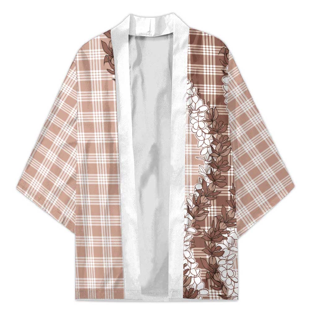 Beige Hawaii Palaka Kimono Hawaiian Honohono Lei