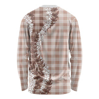 Beige Hawaii Palaka Long Sleeve Shirt Hawaiian Honohono Lei