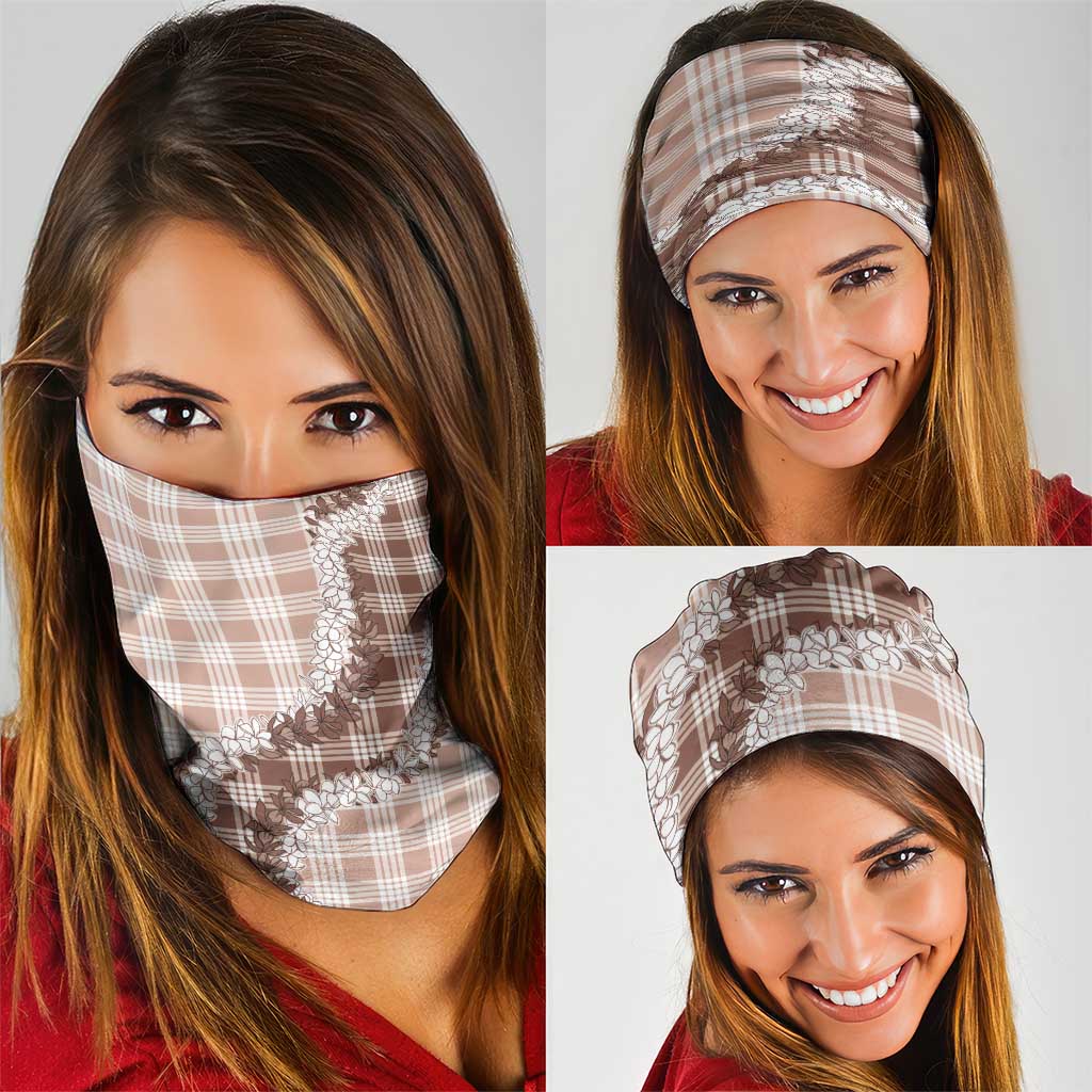 Beige Hawaii Palaka Neck Gaiter Hawaiian Honohono Lei