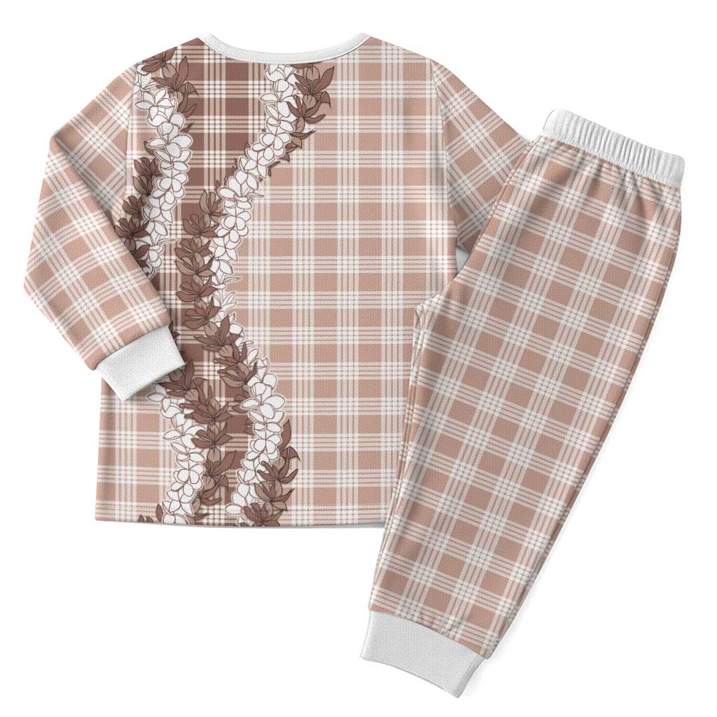 Beige Hawaii Palaka Pajama Set Hawaiian Honohono Lei