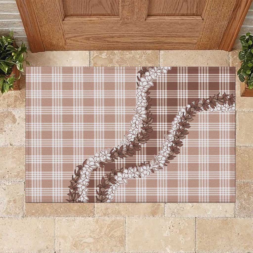 Beige Hawaii Palaka Rubber Doormat Hawaiian Honohono Lei