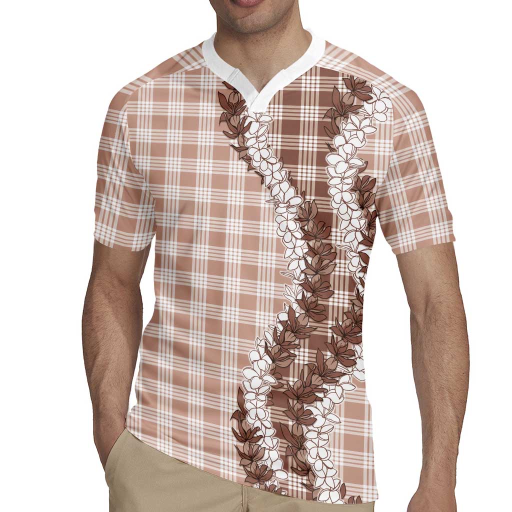 Beige Hawaii Palaka Rugby Jersey Hawaiian Honohono Lei