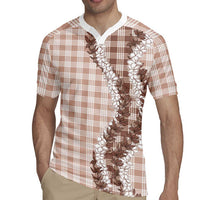 Beige Hawaii Palaka Rugby Jersey Hawaiian Honohono Lei