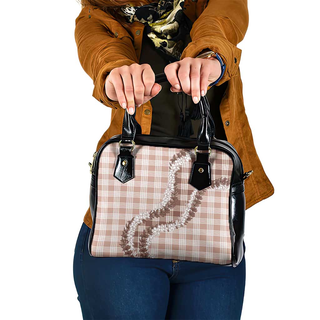 Beige Hawaii Palaka Shoulder Handbag Hawaiian Honohono Lei