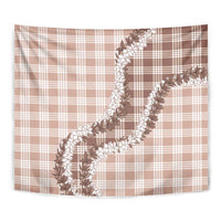 Beige Hawaii Palaka Tapestry Hawaiian Honohono Lei