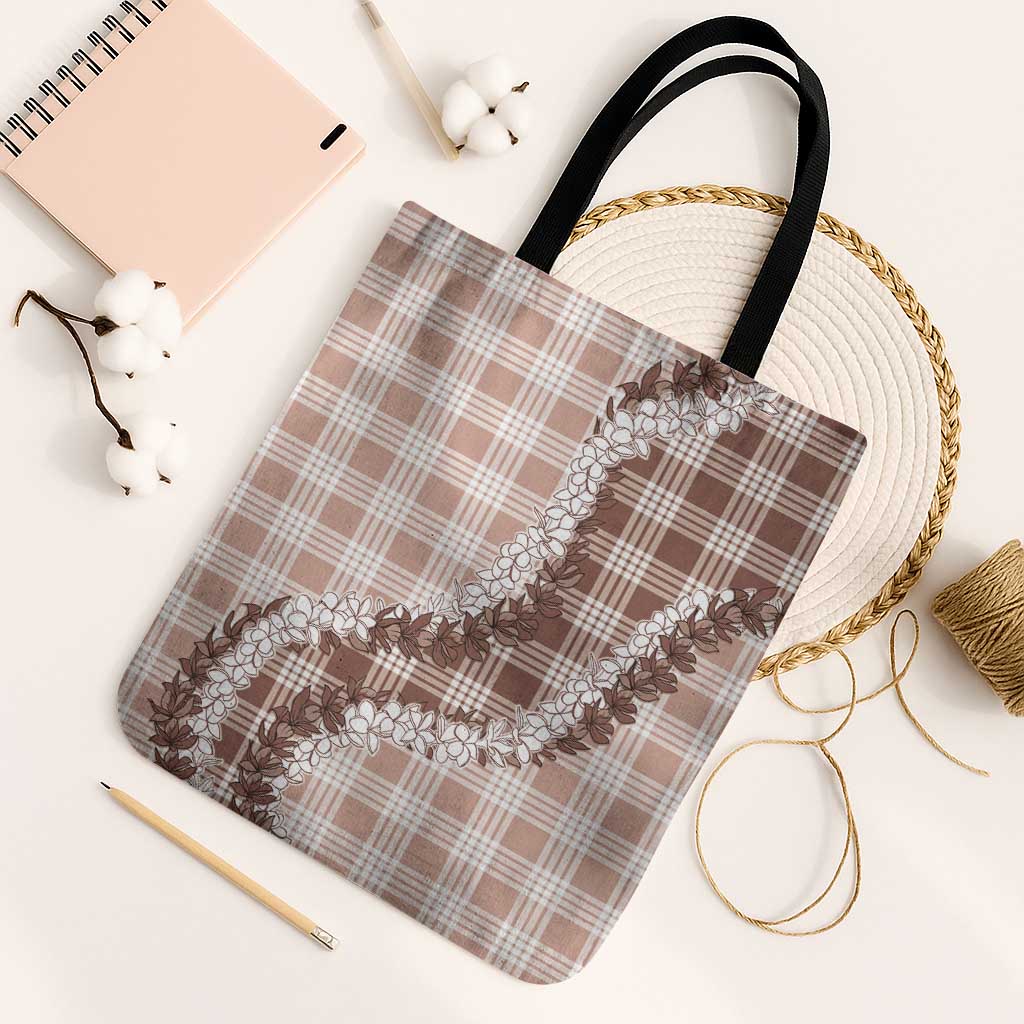 Beige Hawaii Palaka Tote Bag Hawaiian Honohono Lei