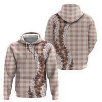 Beige Hawaii Palaka Zip Hoodie Hawaiian Honohono Lei