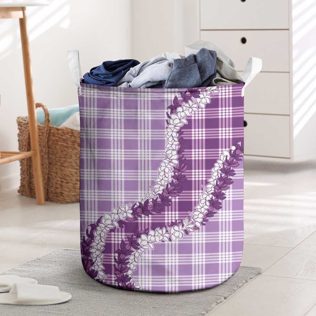 Violet Hawaii Palaka Laundry Basket Hawaiian Honohono Lei