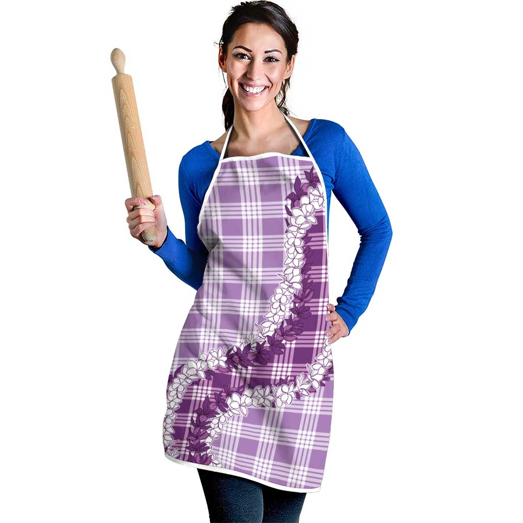 Violet Hawaii Palaka Apron Hawaiian Honohono Lei