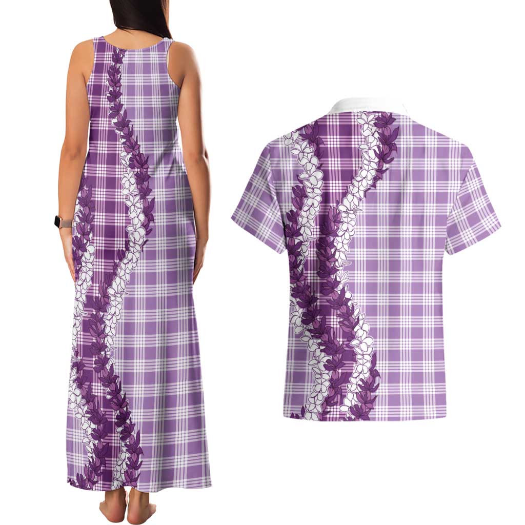 Violet Hawaii Palaka Couples Matching Tank Maxi Dress and Hawaiian Shirt Hawaiian Honohono Lei LT05 - Polynesian Pride