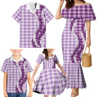 Violet Hawaii Palaka Family Matching Mermaid Dress and Hawaiian Shirt Hawaiian Honohono Lei LT05 - Polynesian Pride