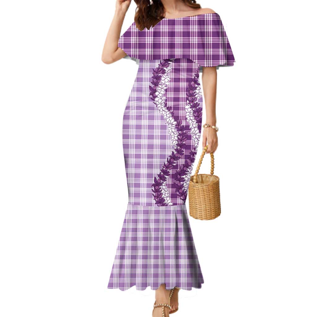 Violet Hawaii Palaka Family Matching Mermaid Dress and Hawaiian Shirt Hawaiian Honohono Lei LT05 Mom's Dress Violet - Polynesian Pride
