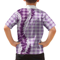 Violet Hawaii Palaka Family Matching Off Shoulder Short Dress and Hawaiian Shirt Hawaiian Honohono Lei LT05 - Polynesian Pride