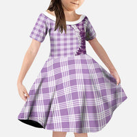 Violet Hawaii Palaka Family Matching Off Shoulder Short Dress and Hawaiian Shirt Hawaiian Honohono Lei LT05 Daughter's Dress Violet - Polynesian Pride