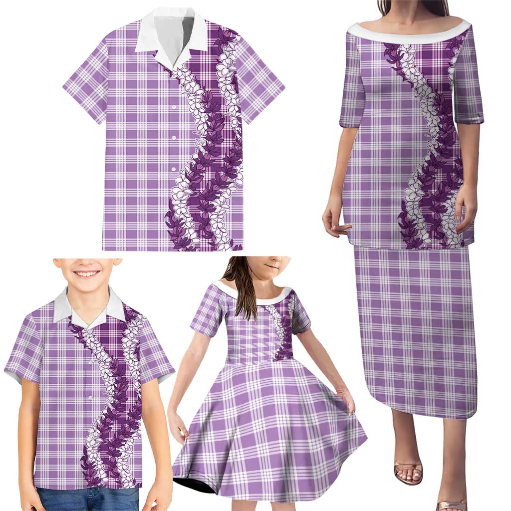 Violet Hawaii Palaka Family Matching Puletasi and Hawaiian Shirt Hawaiian Honohono Lei LT05 - Polynesian Pride