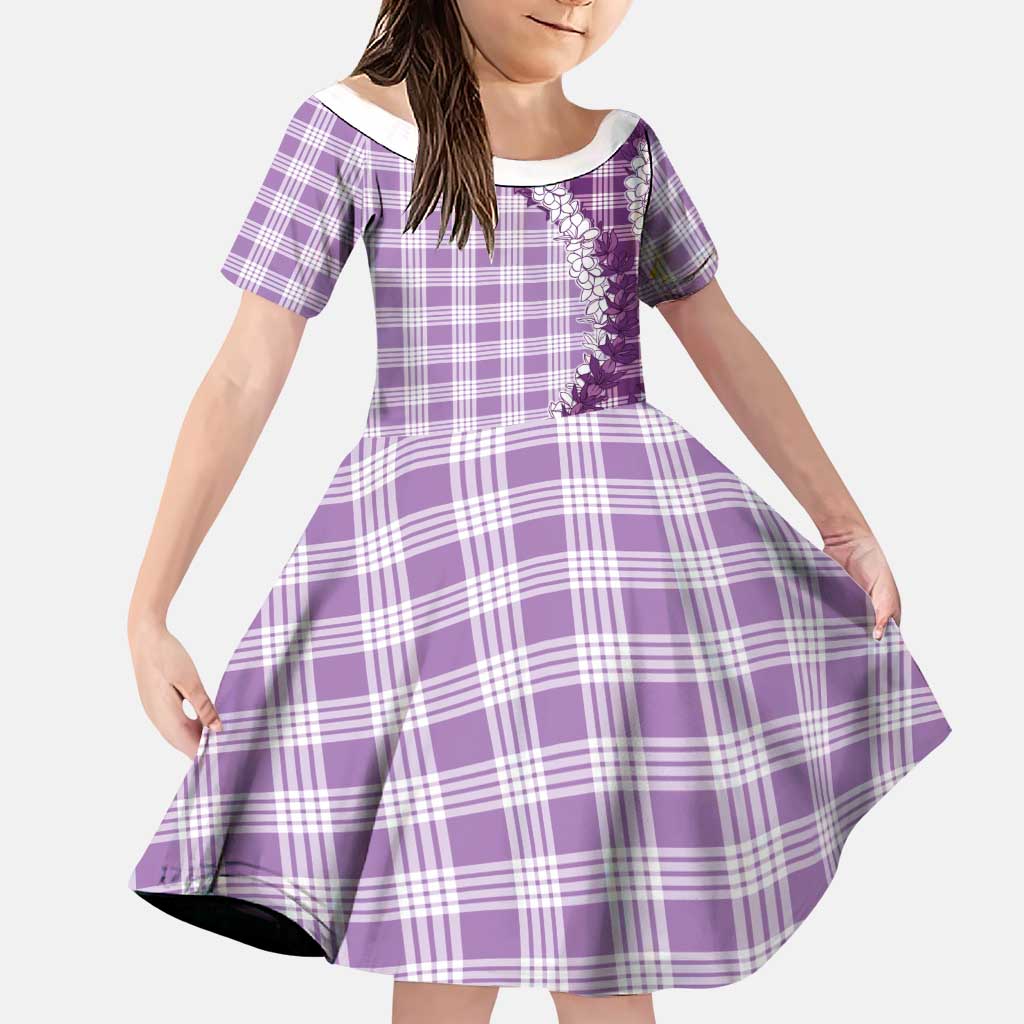 Violet Hawaii Palaka Family Matching Summer Maxi Dress and Hawaiian Shirt Hawaiian Honohono Lei LT05 Daughter's Dress Violet - Polynesian Pride
