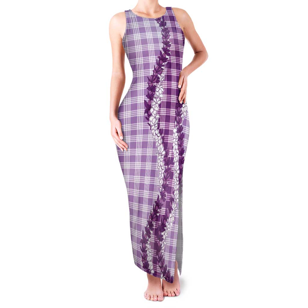 Violet Hawaii Palaka Family Matching Tank Maxi Dress and Hawaiian Shirt Hawaiian Honohono Lei LT05 Mom's Dress Violet - Polynesian Pride