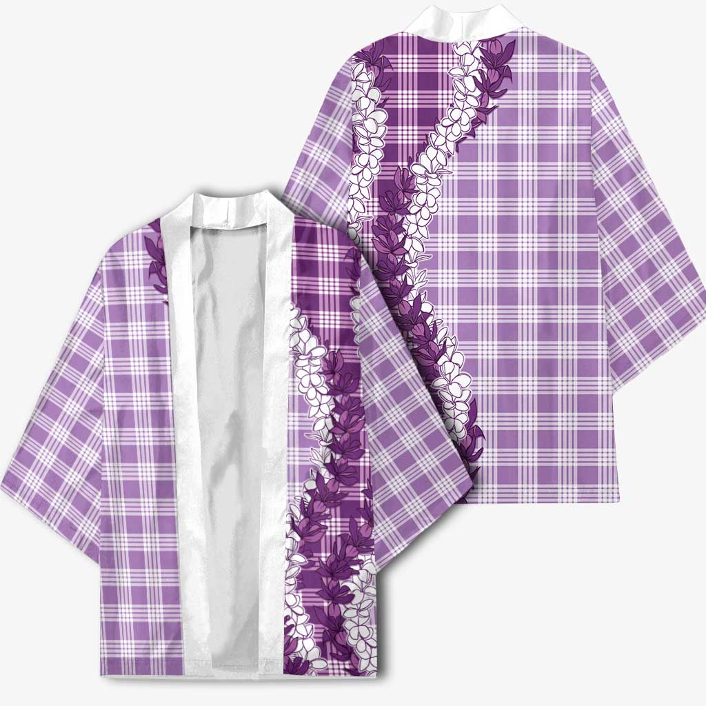 Violet Hawaii Palaka Kimono Hawaiian Honohono Lei