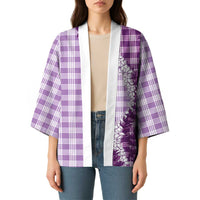 Violet Hawaii Palaka Kimono Hawaiian Honohono Lei