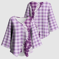 Violet Hawaii Palaka Kimono Sleeve Blouse Hawaiian Honohono Lei