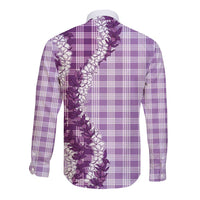 Violet Hawaii Palaka Long Sleeve Button Shirt Hawaiian Honohono Lei