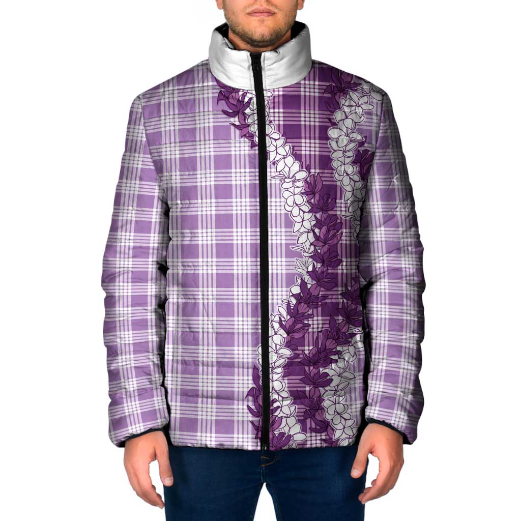 Violet Hawaii Palaka Padded Jacket Hawaiian Honohono Lei