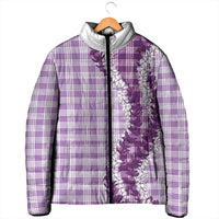 Violet Hawaii Palaka Padded Jacket Hawaiian Honohono Lei