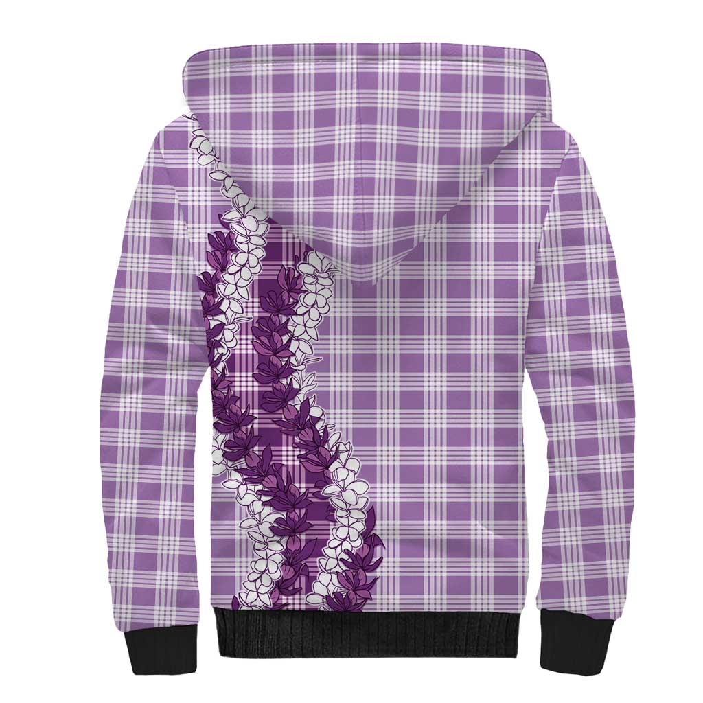 Violet Hawaii Palaka Sherpa Hoodie Hawaiian Honohono Lei