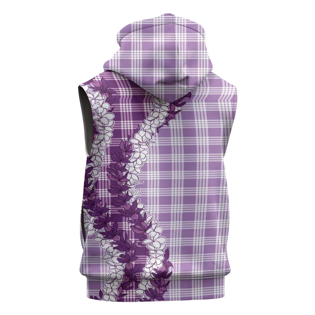 Violet Hawaii Palaka Sleeveless Hoodie Hawaiian Honohono Lei