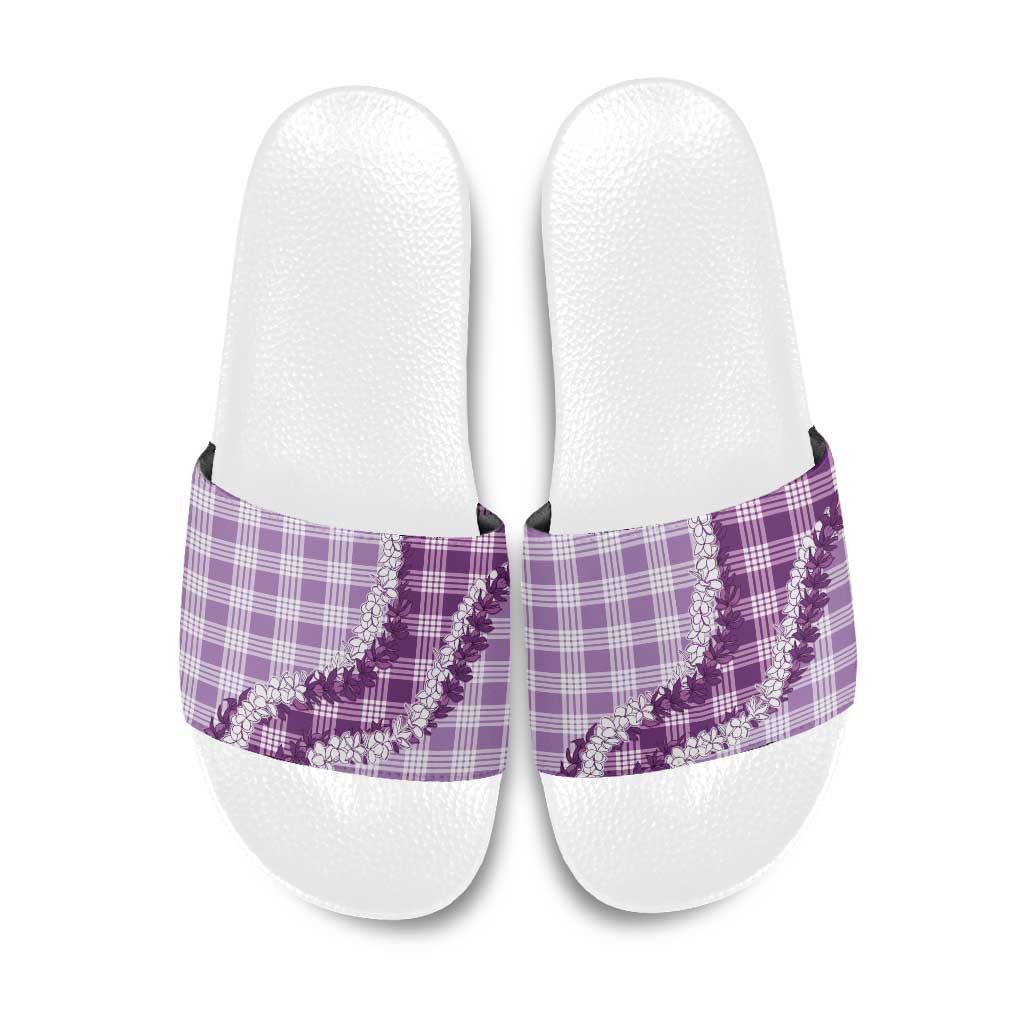 Violet Hawaii Palaka Slide Sandals Hawaiian Honohono Lei