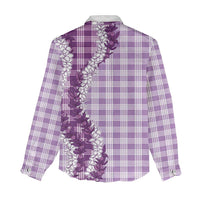 Violet Hawaii Palaka Women Casual Shirt Hawaiian Honohono Lei