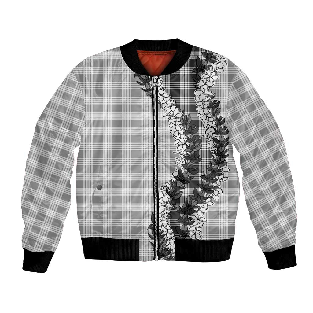 Gray Hawaii Palaka Bomber Jacket Hawaiian Honohono Lei
