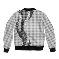 Gray Hawaii Palaka Bomber Jacket Hawaiian Honohono Lei