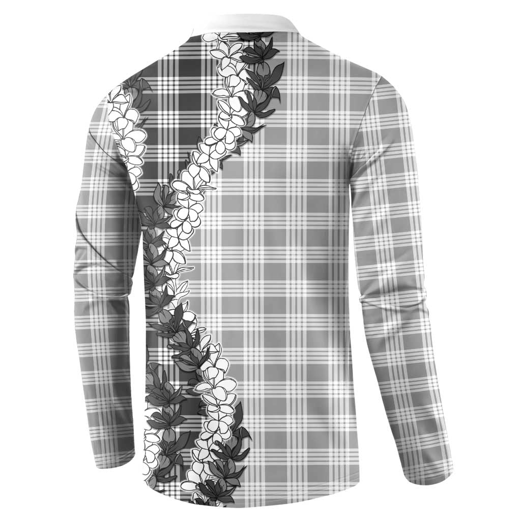 Gray Hawaii Palaka Button Sweatshirt Hawaiian Honohono Lei