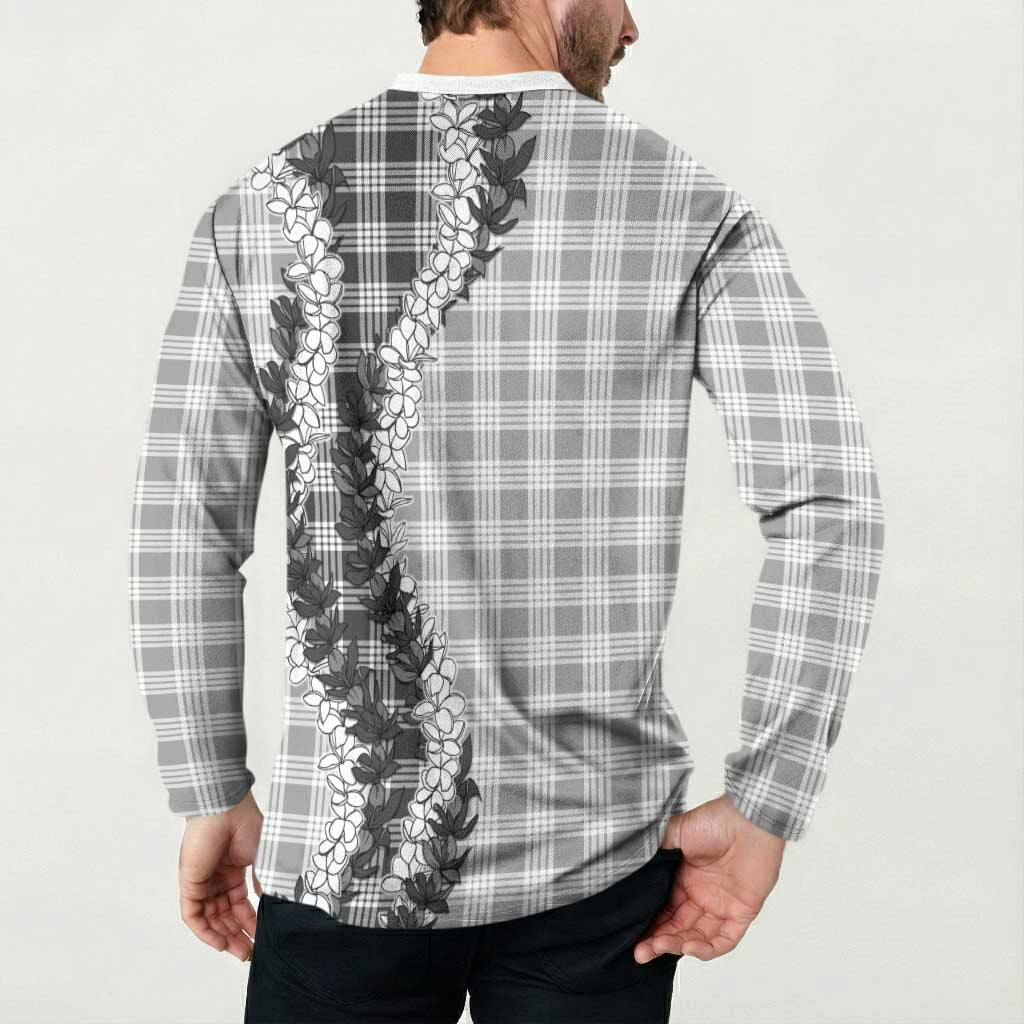 Gray Hawaii Palaka Button Sweatshirt Hawaiian Honohono Lei