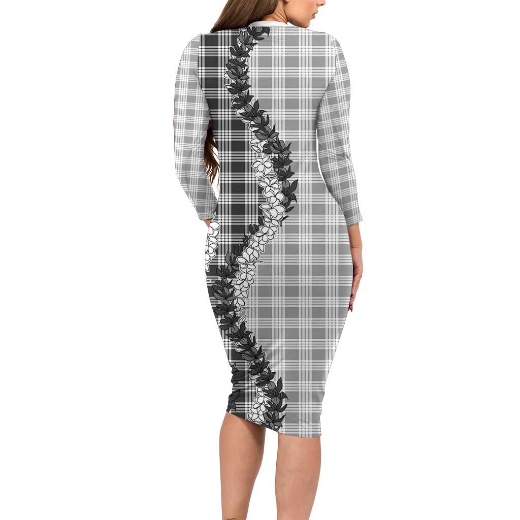 Gray Hawaii Palaka Family Matching Long Sleeve Bodycon Dress and Hawaiian Shirt Hawaiian Honohono Lei LT05 - Polynesian Pride